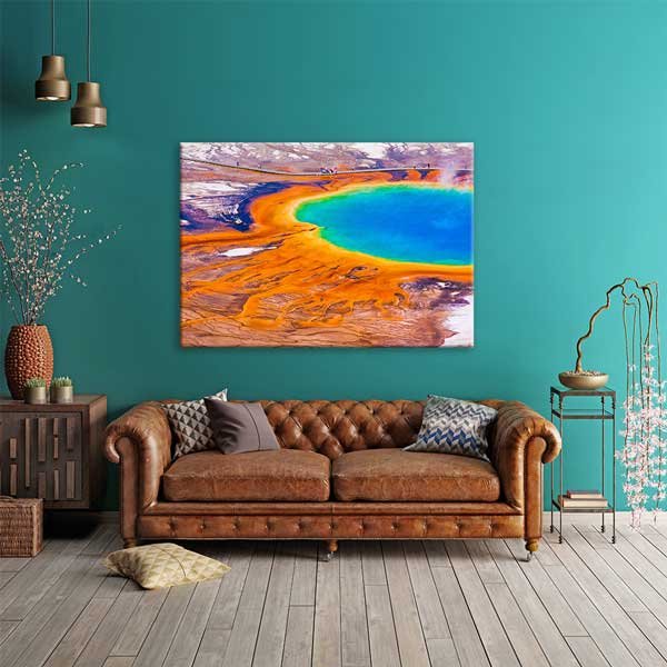 Renkli Termal Göl ve Volkanik Doğa Manzarası Kanvas Tablo 13585