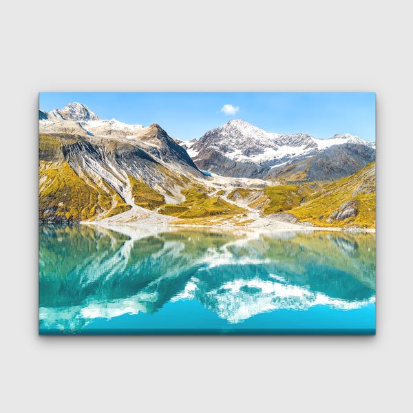 Turkuaz Dağ Gölü ve Karlı Zirveler Manzarası Kanvas Tablo 13600
