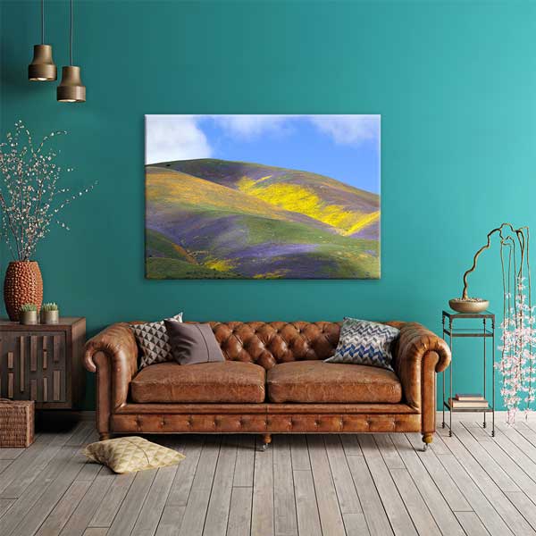 Renkli Çiçeklerle Kaplı Tepeler Manzarası Kanvas Tablo 13601