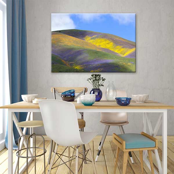 Renkli Çiçeklerle Kaplı Tepeler Manzarası Kanvas Tablo 13601