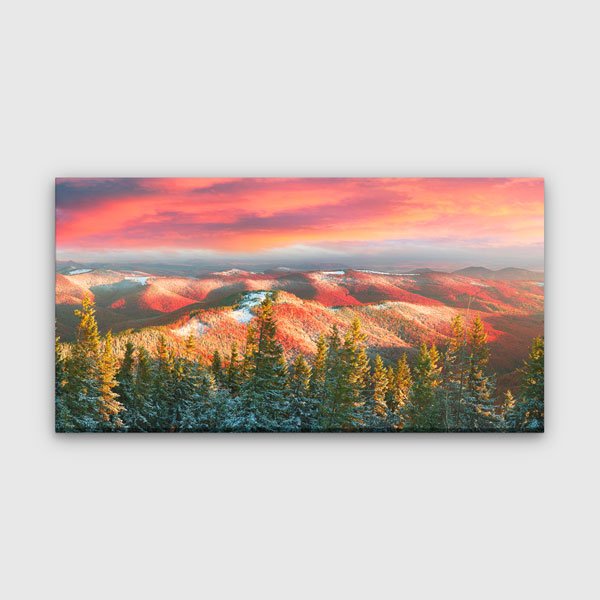 Kızıl Sonbahar Dağları Gün Batımı Manzarası Duvar Tablosu – 13761