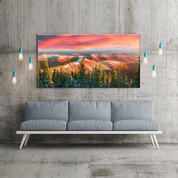 Kızıl Sonbahar Dağları Gün Batımı Manzarası Duvar Tablosu – 13761