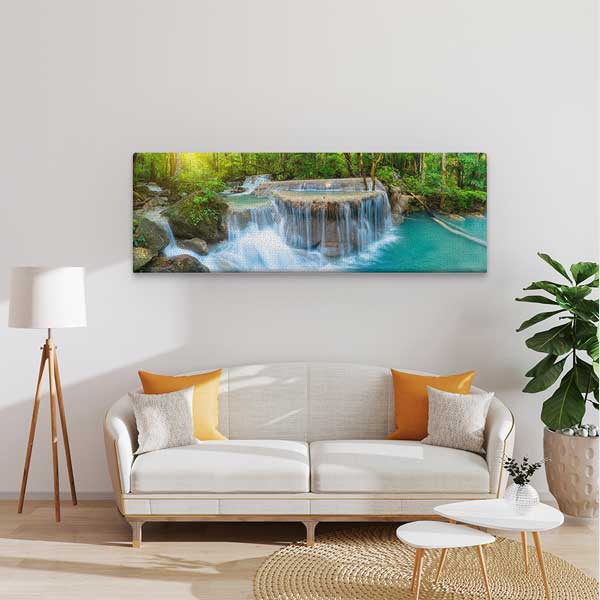 Doğal Şelale Orman Manzarası Panoramik Kanvas Tablo 13785
