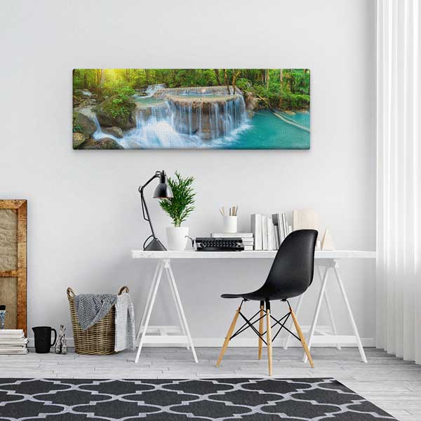 Doğal Şelale Orman Manzarası Panoramik Kanvas Tablo 13785