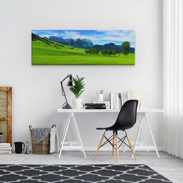 interior-wall-art-13792-02 Yeşil Tepeler ve Dağ Manzaralı Panoramik Kanvas Tablo 13792