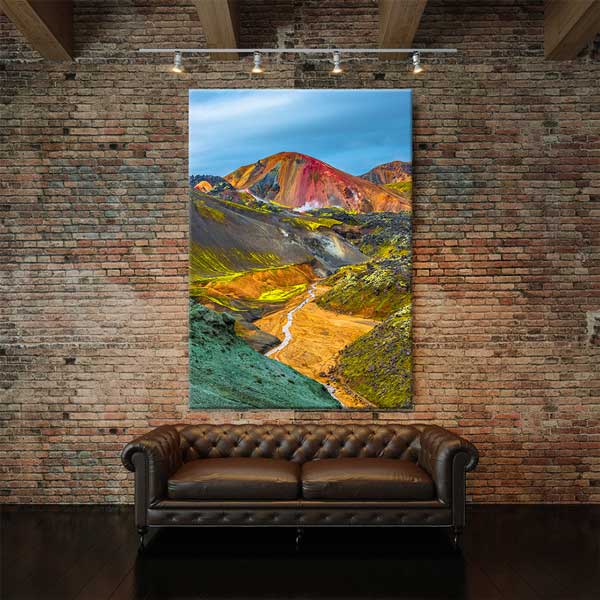 interior-wall-art-13843-01 Renkli Volkanik Dağ Manzarası Kanvas Tablo 13843