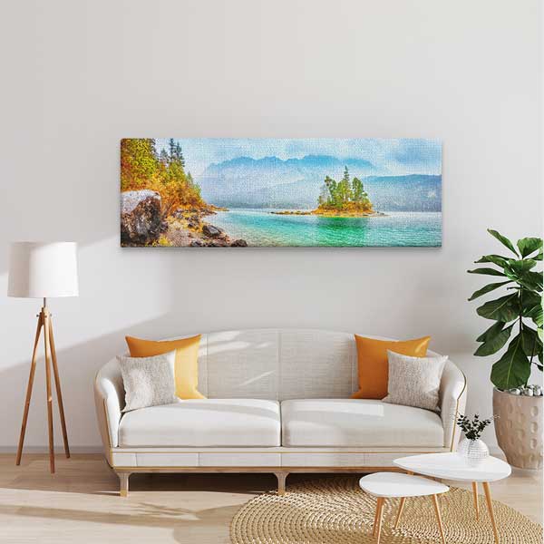 Dağ Eteğinde Yeşil Vadi ve Çiçekli Kır Manzaralı Kanvas Tablo 13895