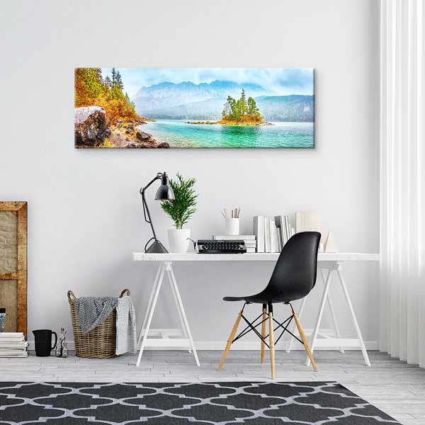 Dağ Eteğinde Yeşil Vadi ve Çiçekli Kır Manzaralı Kanvas Tablo 13895