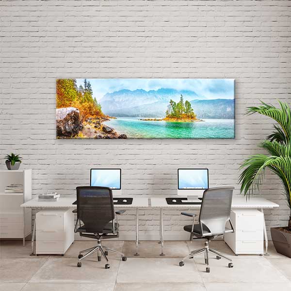 Dağ Eteğinde Yeşil Vadi ve Çiçekli Kır Manzaralı Kanvas Tablo 13895