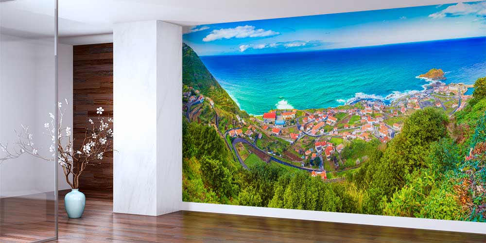 Kıyı Kasabası ve Okyanus Manzarası Duvar Kağıdı 12954