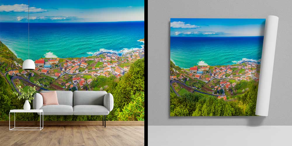 Kıyı Kasabası ve Okyanus Manzarası Duvar Kağıdı 12954