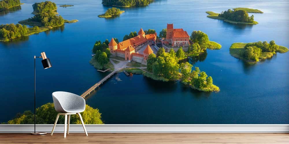 Göl Üzerindeki Adacıkta Tarihi Avrupa Kalesi Duvar Kağıdı 13057