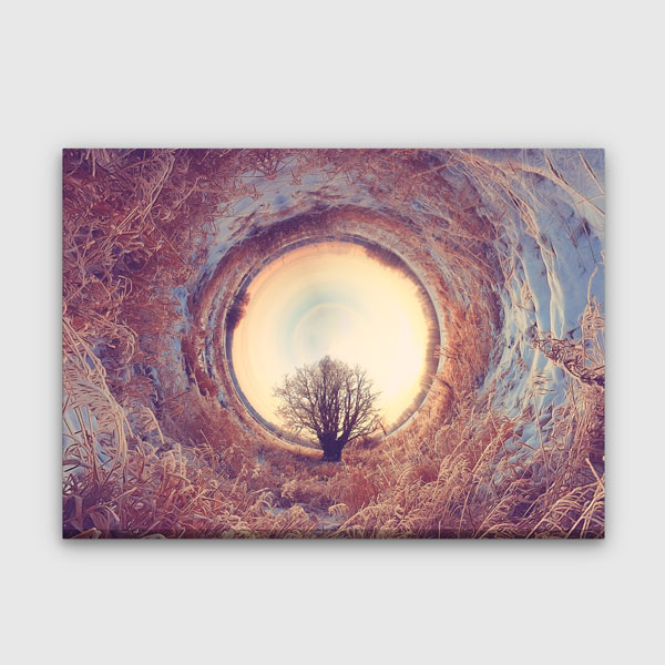 Sanatsal Sonsuzluk Tüneli ve Ağaç Silüeti Duvar Tablosu 13396