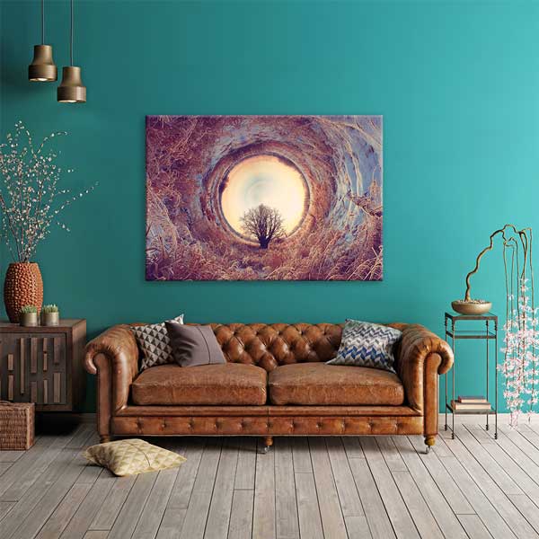 Sanatsal Sonsuzluk Tüneli ve Ağaç Silüeti Duvar Tablosu 13396