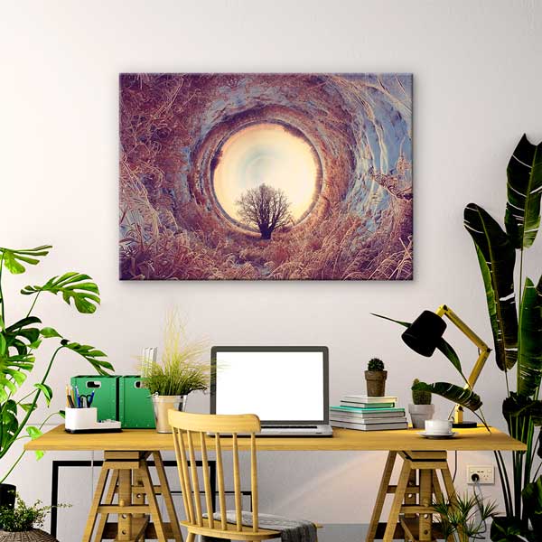 Sanatsal Sonsuzluk Tüneli ve Ağaç Silüeti Duvar Tablosu 13396