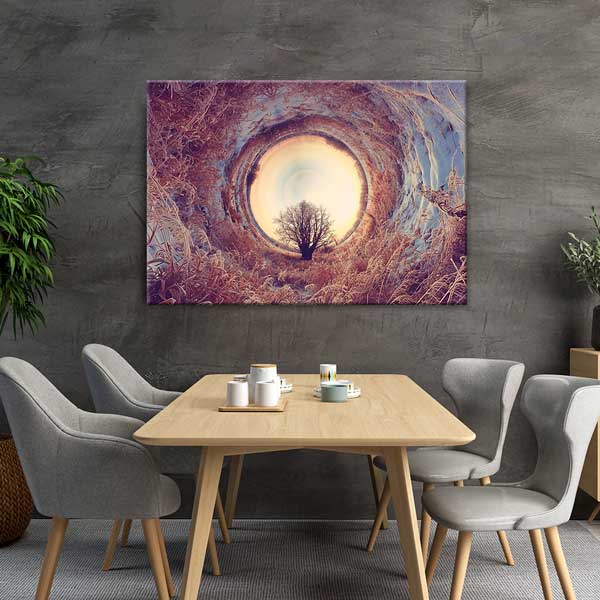 Sanatsal Sonsuzluk Tüneli ve Ağaç Silüeti Duvar Tablosu 13396