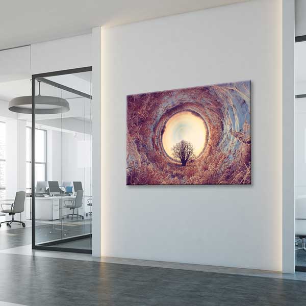 Sanatsal Sonsuzluk Tüneli ve Ağaç Silüeti Duvar Tablosu 13396
