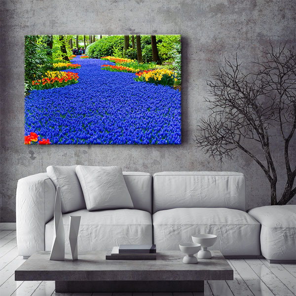 Renkli Çiçekli Bahçe Yolu Kanvas Tablo 13438