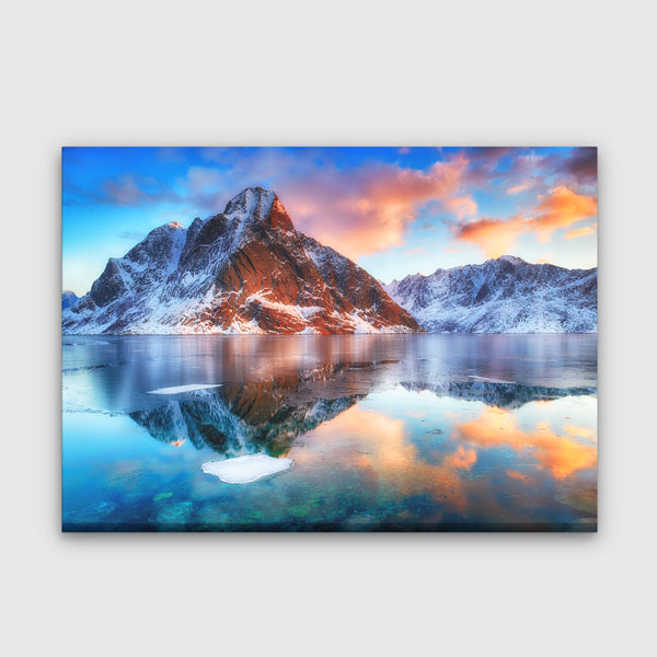 interior-wall-decor-13505-00 Kuzey Dağları ve Buzlu Göl Manzarası Kanvas Tablo 13505