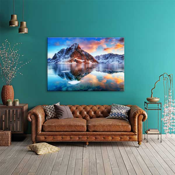 interior-wall-decor-13505-01 Kuzey Dağları ve Buzlu Göl Manzarası Kanvas Tablo 13505