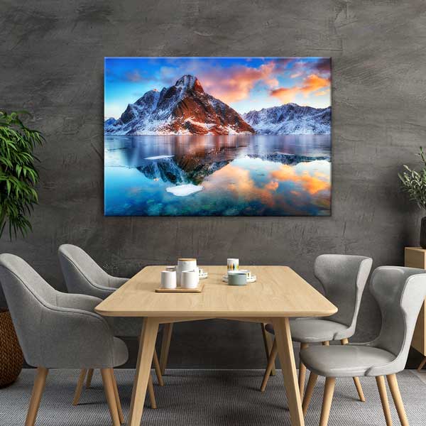 interior-wall-decor-13505-03 Kuzey Dağları ve Buzlu Göl Manzarası Kanvas Tablo 13505