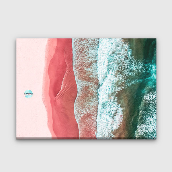 Pembe Sahil ve Dalga Deseni Modern Kanvas Tablo 13508