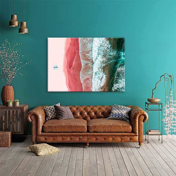 Pembe Sahil ve Dalga Deseni Modern Kanvas Tablo 13508