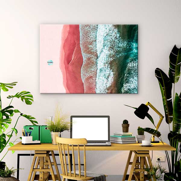 Pembe Sahil ve Dalga Deseni Modern Kanvas Tablo 13508