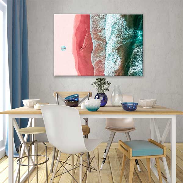 Pembe Sahil ve Dalga Deseni Modern Kanvas Tablo 13508