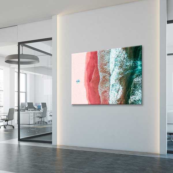 Pembe Sahil ve Dalga Deseni Modern Kanvas Tablo 13508