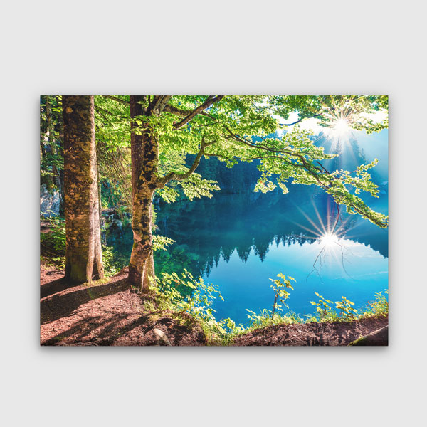 interior-wall-decor-13509-00 Göl Kenarı Orman ve Güneş Işığı Kanvas Tablo 13509