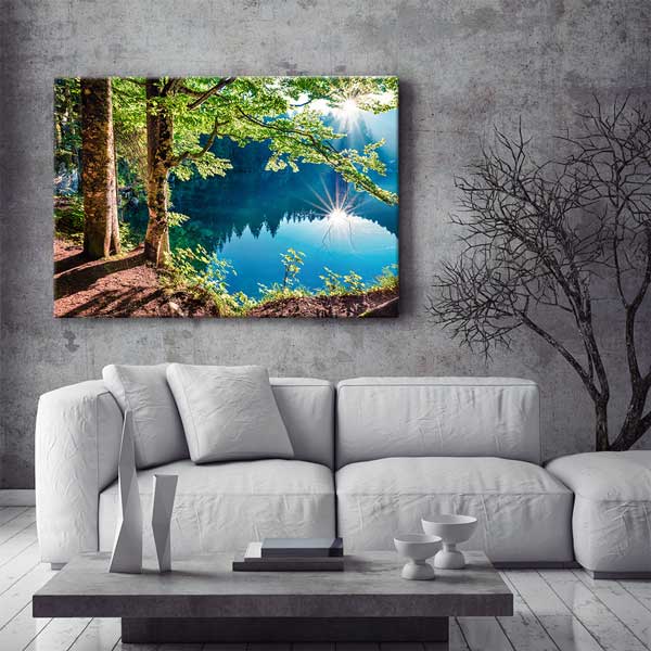 interior-wall-decor-13509-01 Göl Kenarı Orman ve Güneş Işığı Kanvas Tablo 13509