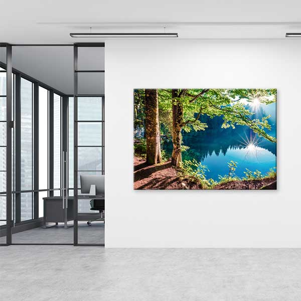 interior-wall-decor-13509-04 Göl Kenarı Orman ve Güneş Işığı Kanvas Tablo 13509