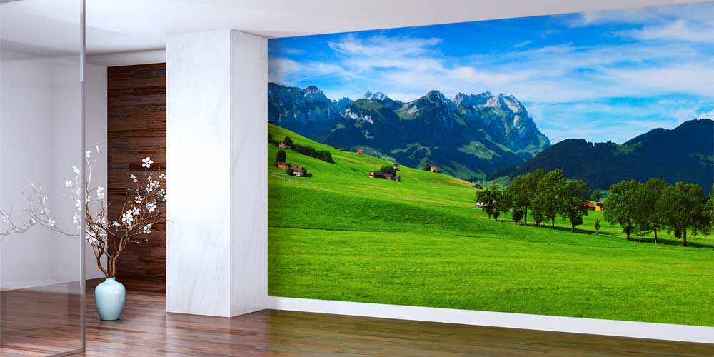 Alp Dağları ve Avrupa Kırsalı Panorama Fotoğraf Duvar Kağıdı 12900