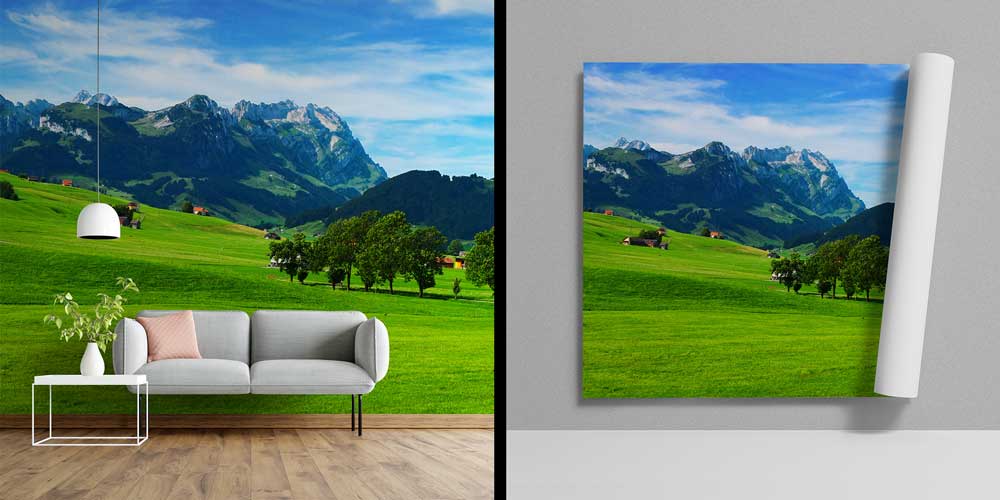 Alp Dağları ve Avrupa Kırsalı Panorama Fotoğraf Duvar Kağıdı 12900