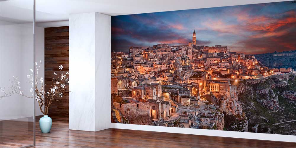 interior-wall-decoration-12958-01 Tarihi Taş Şehir Gece Manzarası Duvar Kağıdı 12958