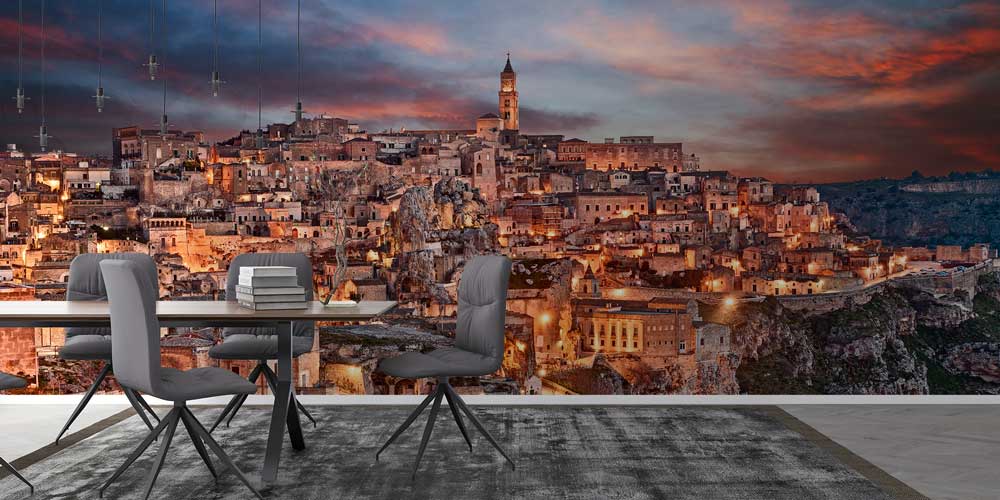 interior-wall-decoration-12958-02 Tarihi Taş Şehir Gece Manzarası Duvar Kağıdı 12958