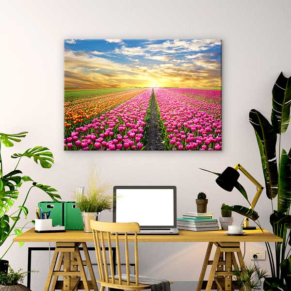 Lale Tarlası Gün Batımı Kanvas Tablo 13385