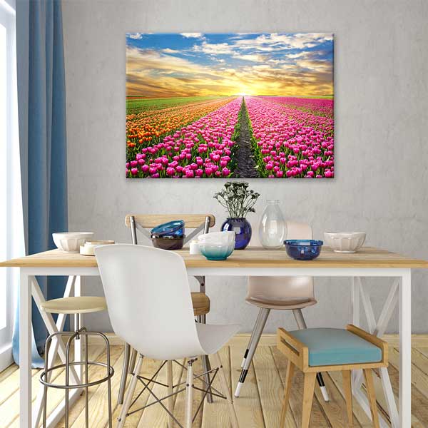 Lale Tarlası Gün Batımı Kanvas Tablo 13385