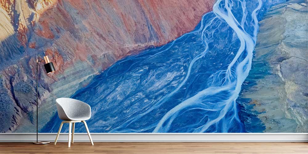 Dogal Doku Renkli Nehir Manzarası Duvar Kaplaması 12888