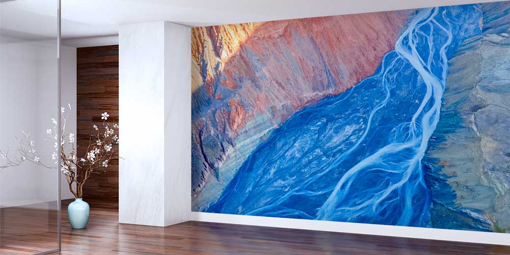 interior-wall-design-12888-01 Dogal Doku Renkli Nehir Manzarası Duvar Kaplaması 12888