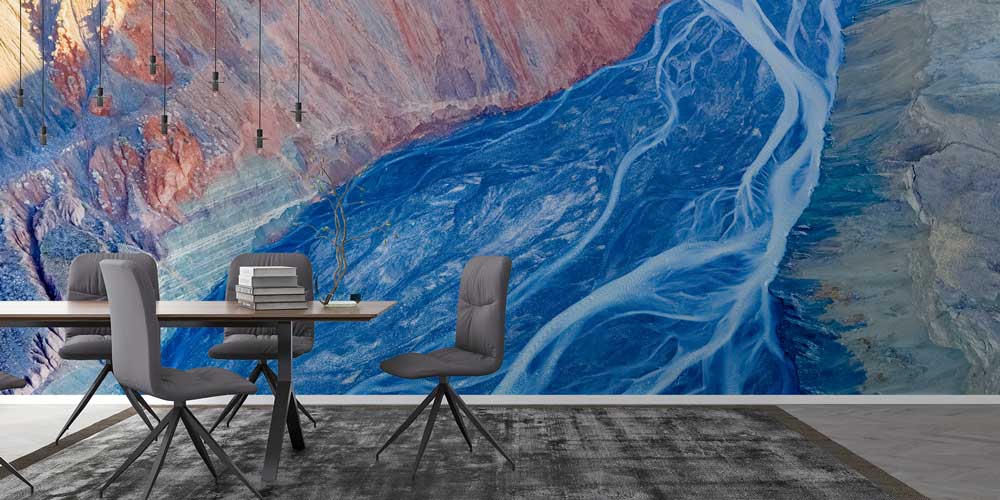 interior-wall-design-12888-02 Dogal Doku Renkli Nehir Manzarası Duvar Kaplaması 12888