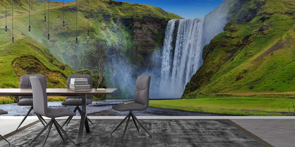 Büyük Şelale ve Yeşil Dağlar Panorama Fotoğraf Duvar Kağıdı 12906