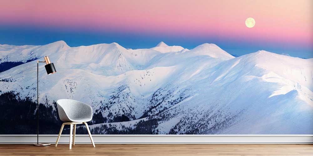 Dolunaylı Kış Dağları Duvar Kağıdı 12926
