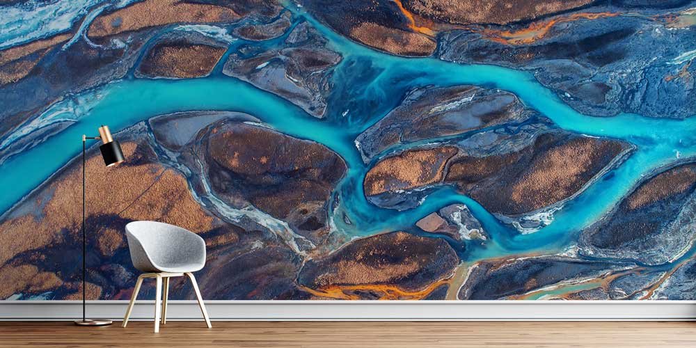 interior-wall-design-12988-00 Havadan Çekim Soyut Nehir Yatakları Desenli Duvar Kağıdı 12988