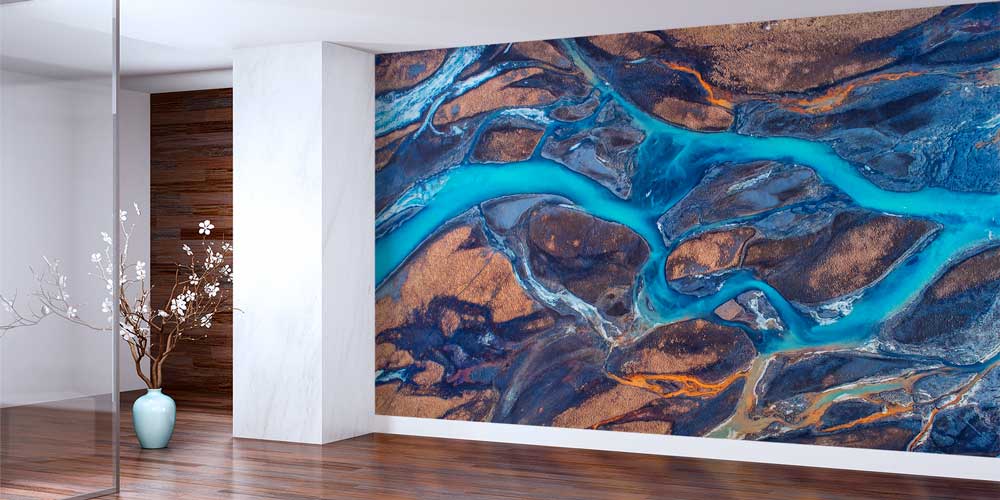 Havadan Çekim Soyut Nehir Yatakları Desenli Duvar Kağıdı 12988