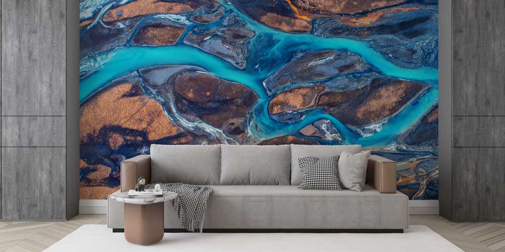 Havadan Çekim Soyut Nehir Yatakları Desenli Duvar Kağıdı 12988