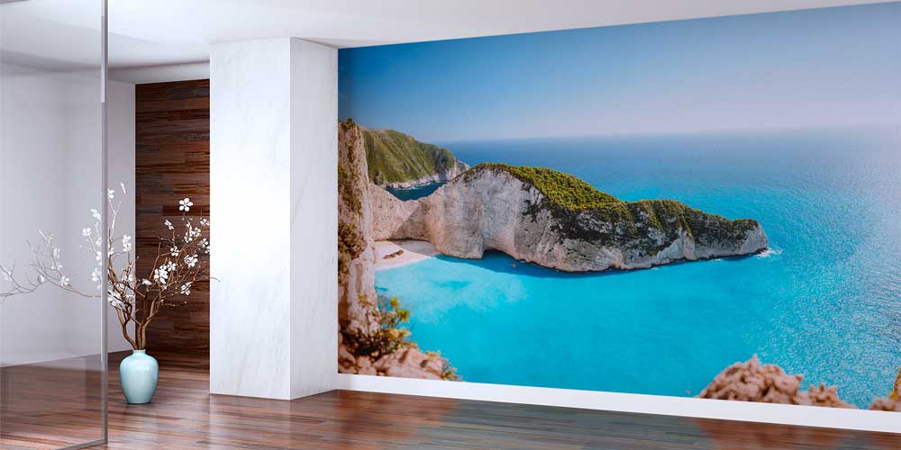 Akdeniz Koyu ve Turkuaz Deniz Manzarası Duvar Kağıdı 13006