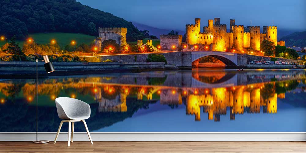 interior-wall-design-13138-00 Oxford Radcliffe Camera ve tarihi üniversite yapılarının akşam ışıklarıyla görüldüğü duvar kağıdı 13138