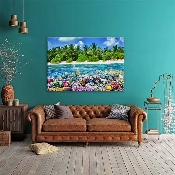 Tropikal Sahil ve Mercan Resifi Kanvas Tablo 13331
